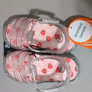 Wonder Nation Kids Glitter Strawberry Sandals - Pink and Clear